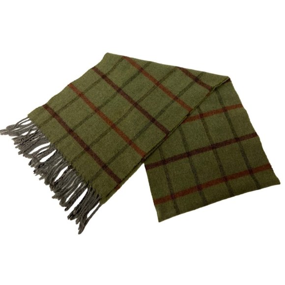 Barbarossa Green Plaid Made In Italy Scarf Women's 58" - Picture 1 of 3